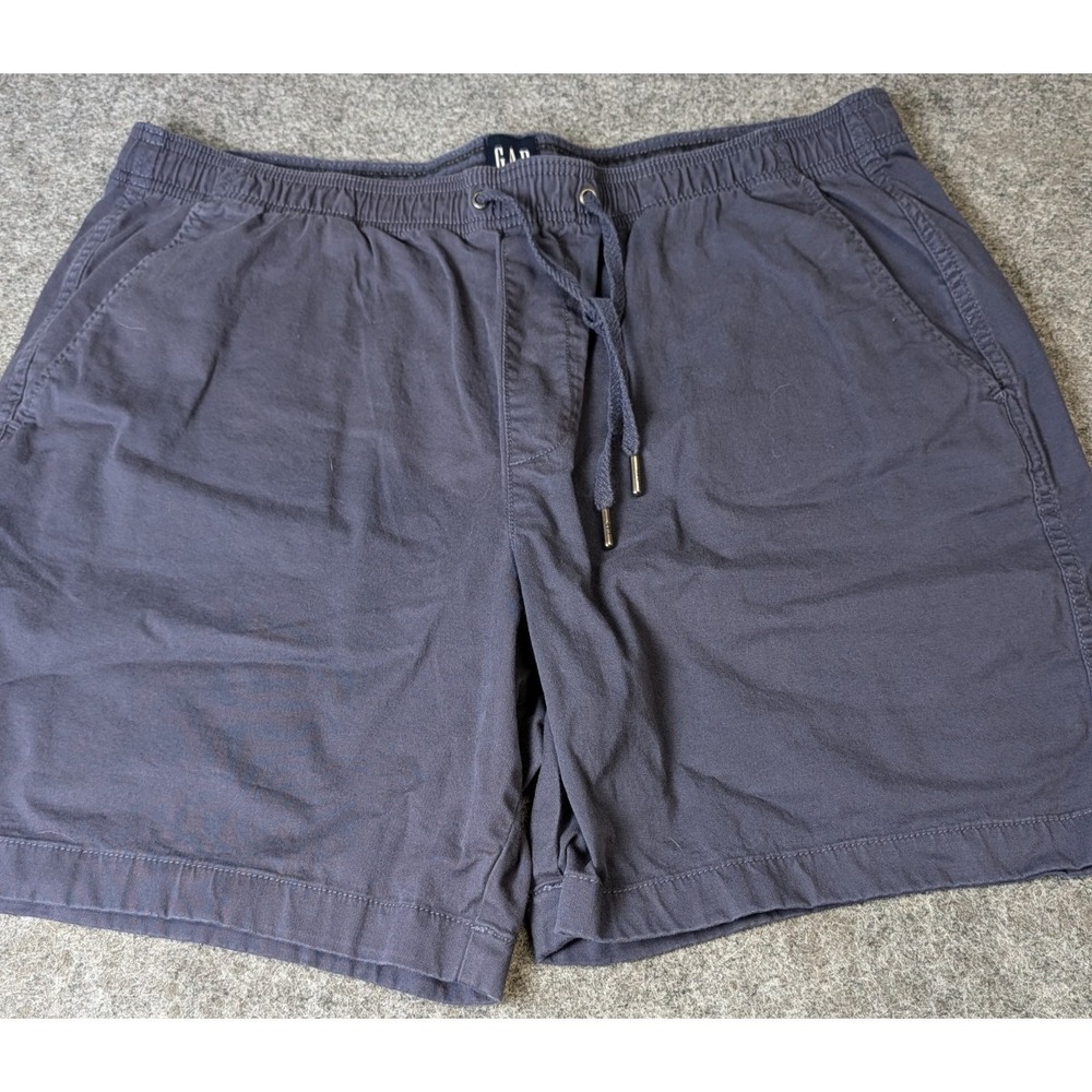 Gap Shorts Stretch Canvas Pull On Drawstring Elastic Waist Mens XL Blue 3 Pocket